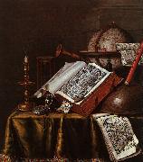 Edwaert Collier Still Life with Musical Instruments, Plutarch's Lives a Celestial Globe oil painting on canvas
